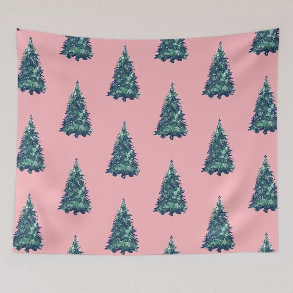 Item preview, Festive Watercolor Snowy Christmas Tree On Pink designed and sold by tanjica.
