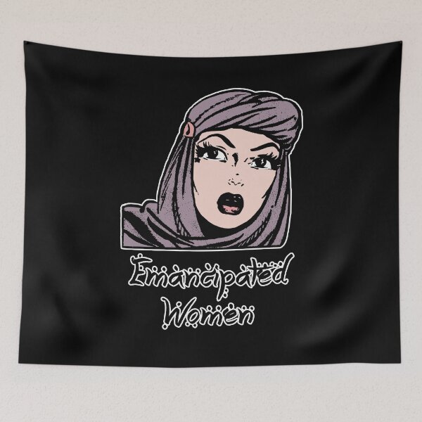 Item preview, Emancipated Hijab Girl - Retro Illustration Design for T-shirts, mugs, phone cases and other accessories designed and sold by Ridiculam Toga.