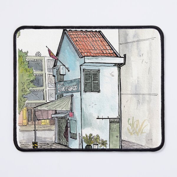 Item preview, Tinyhouse Saigon (Ho Chi Minh City) Vietnam Watercolor Illustration designed and sold by Wall-Art-Sketch.