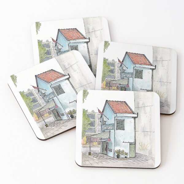 Item preview, Tinyhouse Saigon (Ho Chi Minh City) Vietnam Watercolor Illustration designed and sold by Wall-Art-Sketch.
