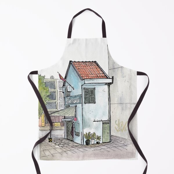 Item preview, Tinyhouse Saigon (Ho Chi Minh City) Vietnam Watercolor Illustration designed and sold by Wall-Art-Sketch.