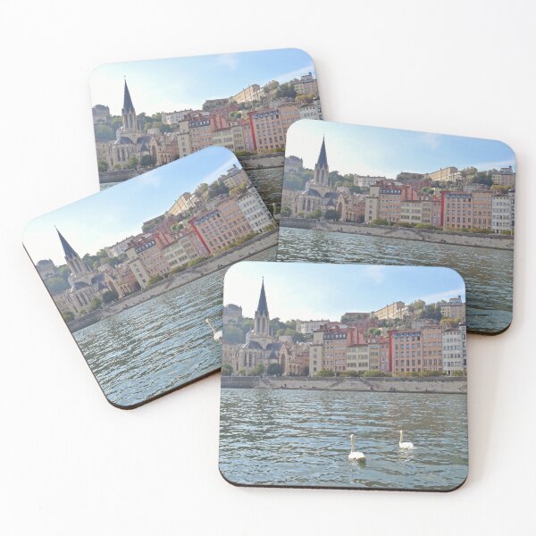 Item preview, Colorful Buildings by the River in Lyon - French City Photography  designed and sold by CarolinaReina.