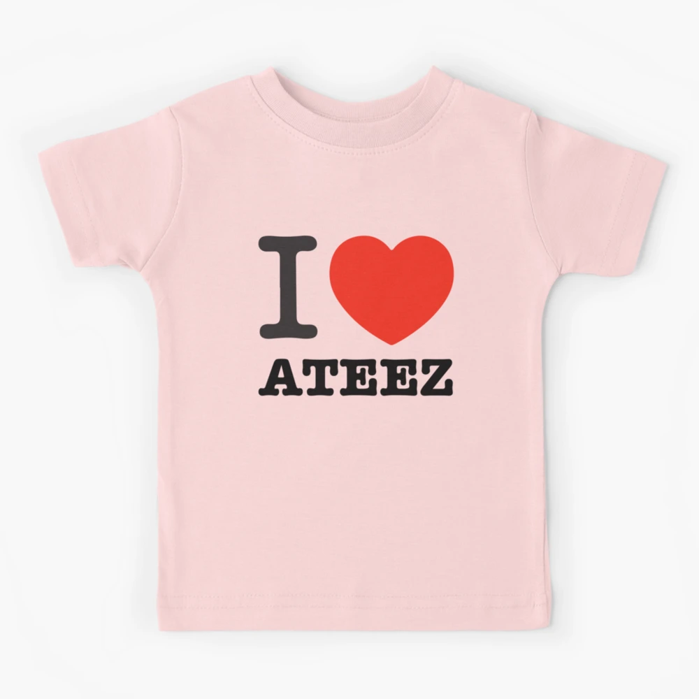 I love Ateez atiny heart text, Morcaworks Kids T-Shirt for Sale by  Morcawork