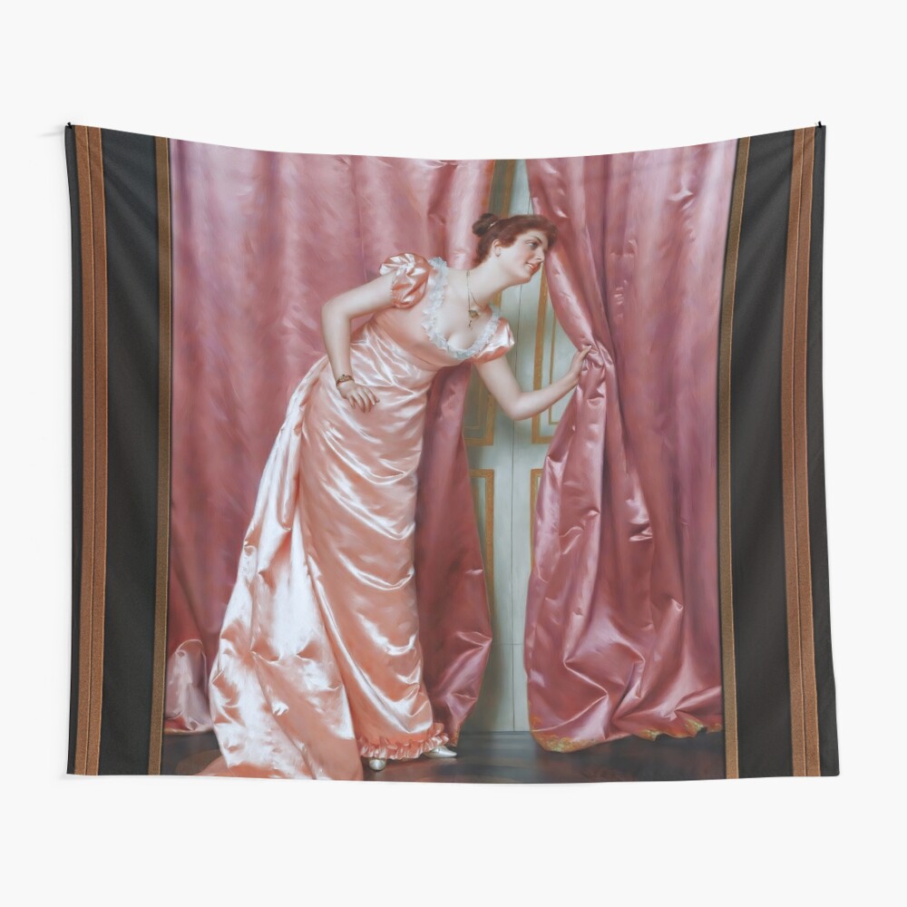 Eavesdropping by Vittorio Reggianini Remastered Xzendor7 Vintage Old Masters Reproductions Tapestry