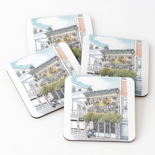 Item preview, Tinyhouse Saigon (Ho Chi Minh City) Vietnam Watercolor Illustration designed and sold by Wall-Art-Sketch.