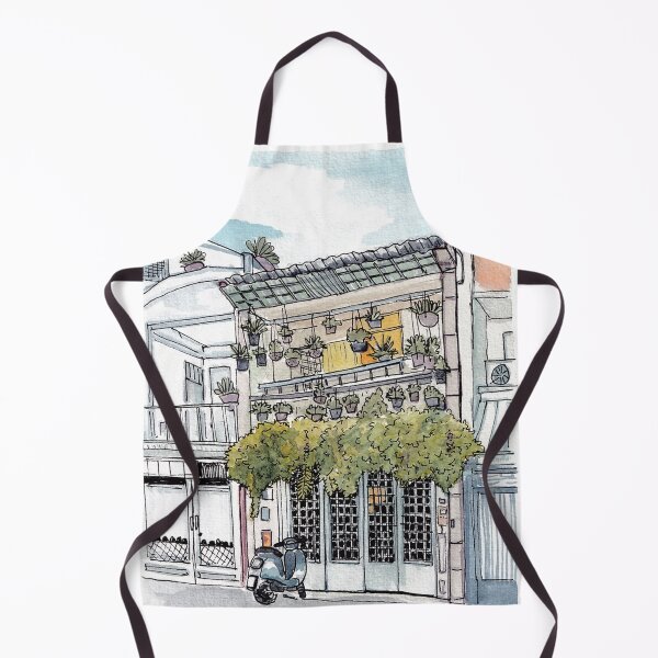 Item preview, Tinyhouse Saigon (Ho Chi Minh City) Vietnam Watercolor Illustration designed and sold by Wall-Art-Sketch.