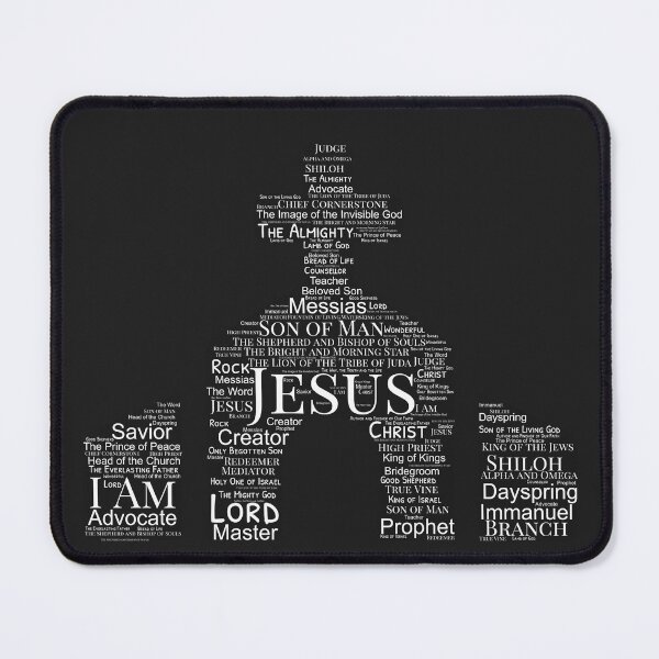 Item preview, All the Names of Jesus - Christian, Faith, Bible Verses Scriptures, The Name Above All Names - Genesis, Revelations, Colossians, John 3:16, Matthew 16:16, Isaiah 40:2 - The Holy Church Black designed and sold by zicutza.