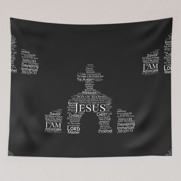Item preview, All the Names of Jesus - Christian, Faith, Bible Verses Scriptures, The Name Above All Names - Genesis, Revelations, Colossians, John 3:16, Matthew 16:16, Isaiah 40:2 - The Holy Church Black designed and sold by zicutza.
