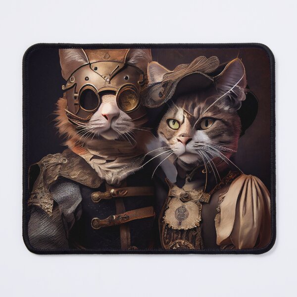 Item preview, Beautiful couple of Steampunk cats cat love animal pet fantasy designed and sold by ladarkepoque.