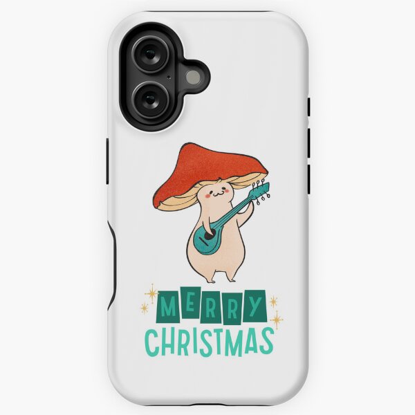 Retro mushroom playing guitar Merry Christmas iPhone Tough Case