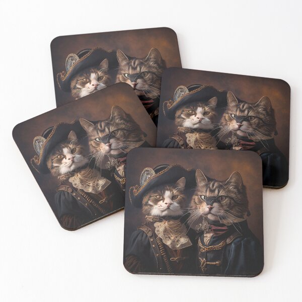 Item preview, Beautiful couple of Steampunk cats cat love animal pet fantasy designed and sold by ladarkepoque.