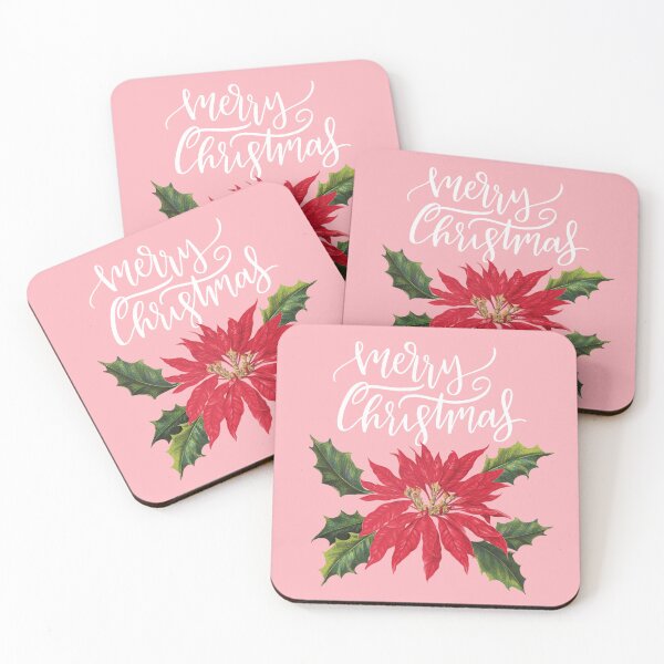Item preview, Pink Merry Christmas Script Poinsettia Flower  designed and sold by tanjica.