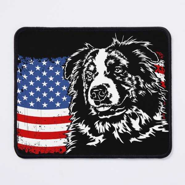 Item preview, Australian Shepherd Flag Patriotic Dog Canine Portrait designed and sold by dogarts.