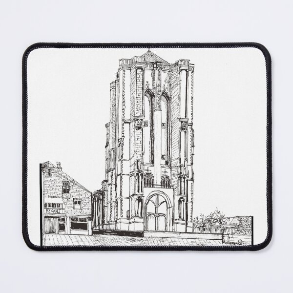 Item preview, Zierikzee Netherlands Saint-Livinus Monster Tower Pen and Ink Illustration designed and sold by Wall-Art-Sketch.