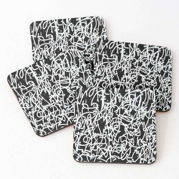Item preview, Black and white graffiti street art tags wallpaper designed and sold by patterncrow.