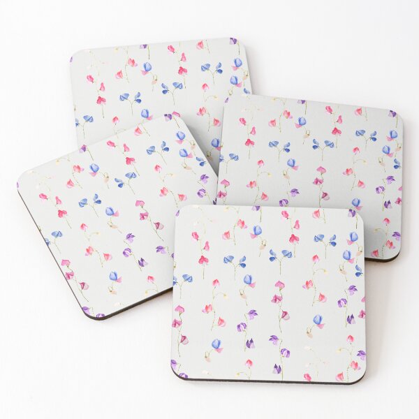 Item preview, sweat peas flowers pattern in grey background hand painted  designed and sold by ColorandColor.