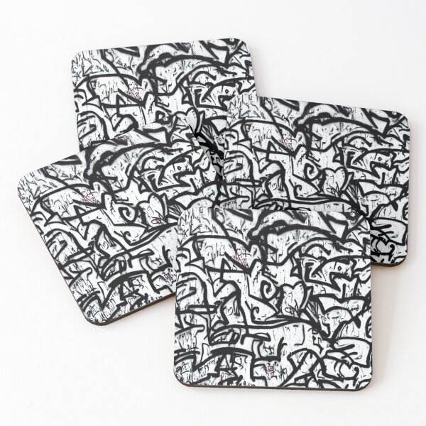Item preview, Black and white graffiti street art tags wallpaper designed and sold by patterncrow.
