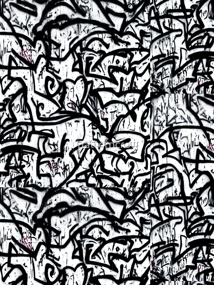 Thumbnail 4 of 4, A-Line Dress, Black and white graffiti street art tags wallpaper designed and sold by patterncrow.