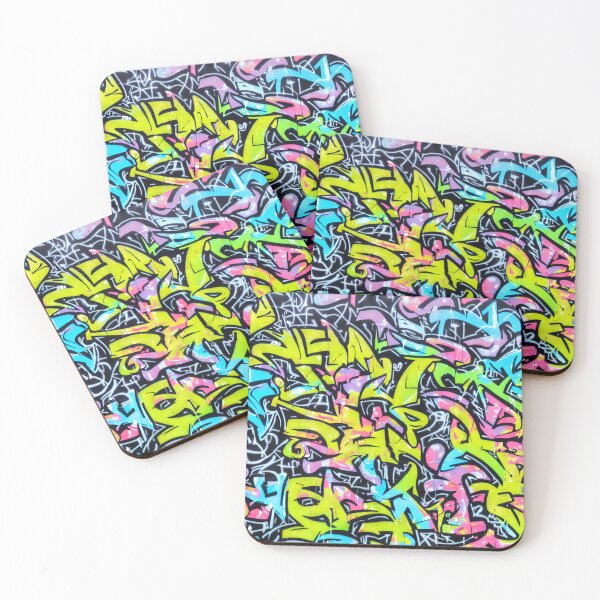 Item preview, Colorful graffiti street art tags wallpaper designed and sold by patterncrow.
