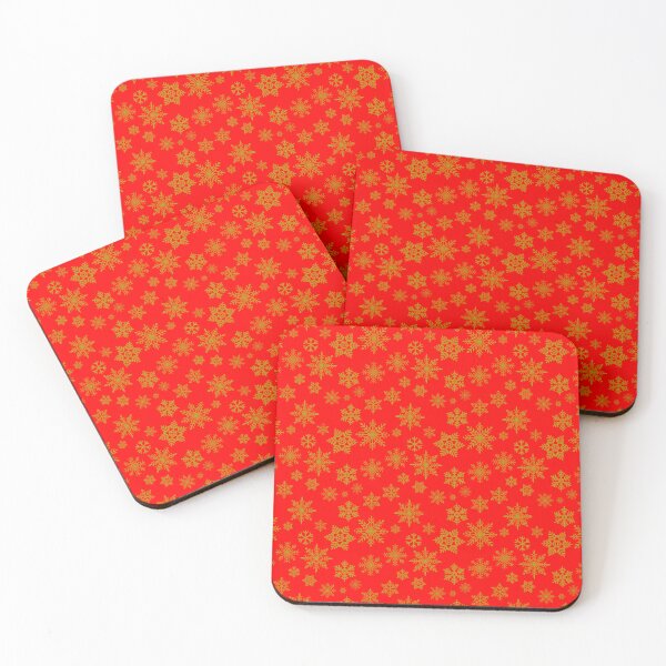 Item preview, Gold Winter Snowflake Pattern - Merry Christmas Holiday - Red Background designed and sold by TheKnightWriter.