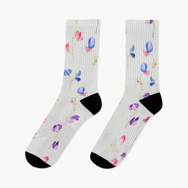 Item preview, sweat peas flowers pattern in grey background hand painted  designed and sold by ColorandColor.