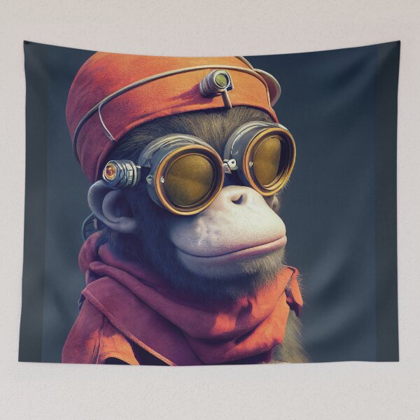 Item preview, Anthropomorphic Cute Cyberpunk Pirate Ape designed and sold by MimozaStudio.