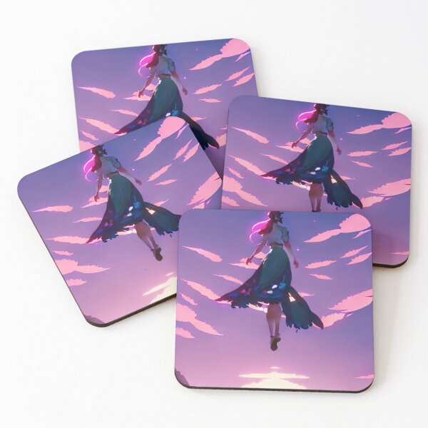 Item preview, Flying Anime Girl Pink Clouds Sky Landscape designed and sold by Trendy-Now.