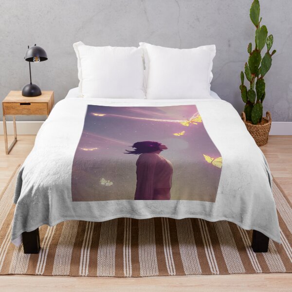 Item preview, Cute Anime Girl Butterflies Lights Sky Landscape designed and sold by Trendy-Now.