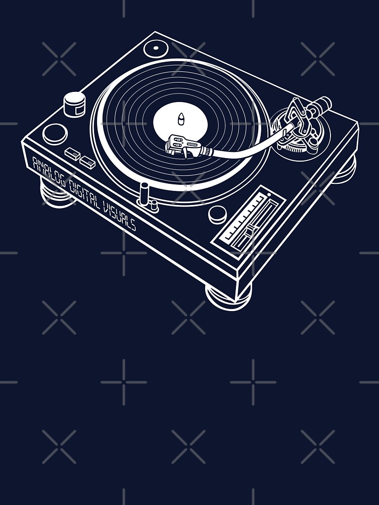 Thumbnail 7 of 7, Classic T-Shirt, Turntable (White Lines) Note: You may need to select a darker product color/ Analog / Music designed and sold by analogdigitalvz.