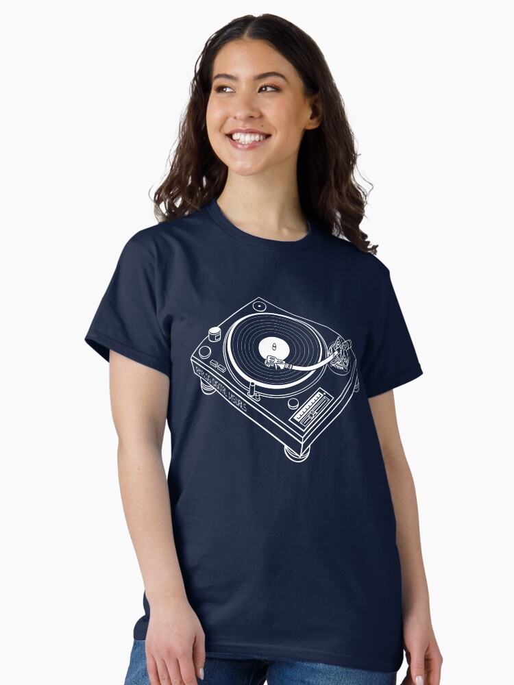 Thumbnail 1 of 7, Classic T-Shirt, Turntable (White Lines) Note: You may need to select a darker product color/ Analog / Music designed and sold by analogdigitalvz.