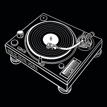 Artwork thumbnail, Turntable (White Lines) Note: You may need to select a darker product color/ Analog / Music by analogdigitalvz
