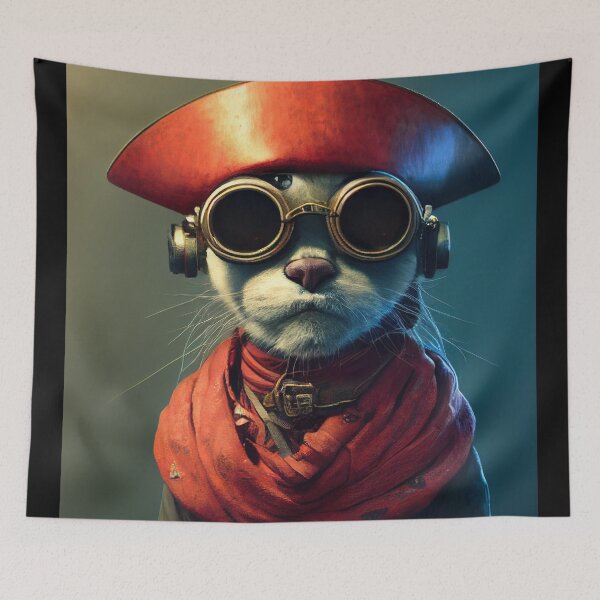 Item preview, Pirate Siamese Cat - Anthropomorphic Cyberpunk Mascot designed and sold by MimozaStudio.