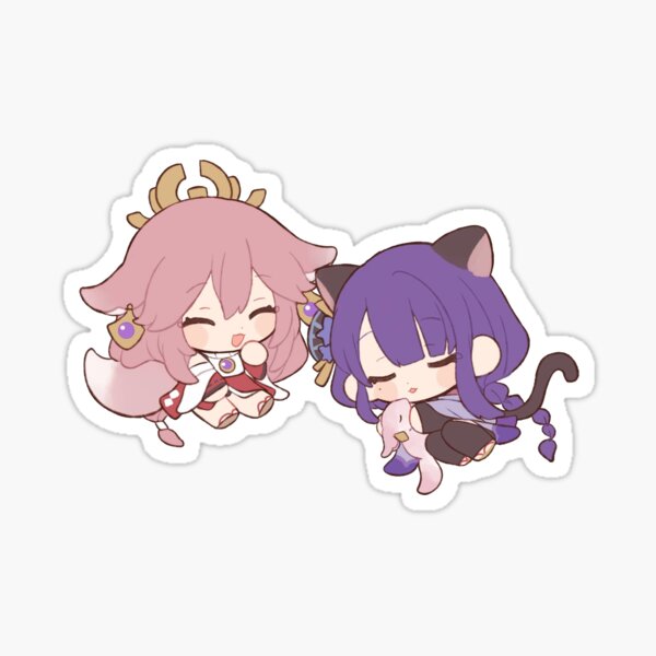 Artikel-Vorschau von Raiden Yae Miko Schlaf Chibi Kawaii Genshin Impact, designt und verkauft von Sara2806.