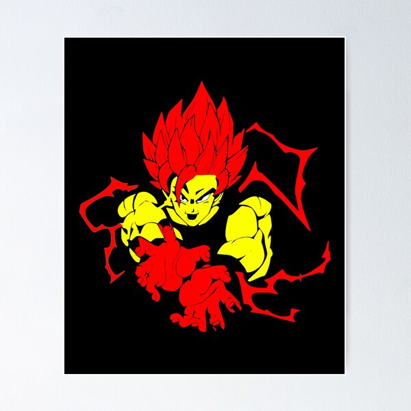 Vegeta Super Saiyan God Red / Blue Mash Up Poster, DBZ, NEW, USA