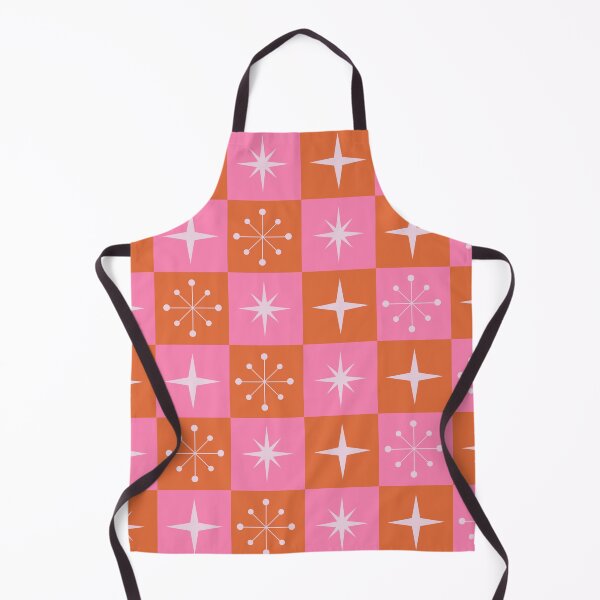 Item preview, Checkered Retro Starbursts pattern on orange and pink squares designed and sold by Yasminepatterns .