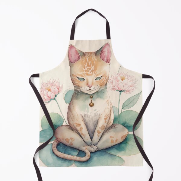 Item preview, Meditating cat in lotus watercolor 01 designed and sold by printiesart.