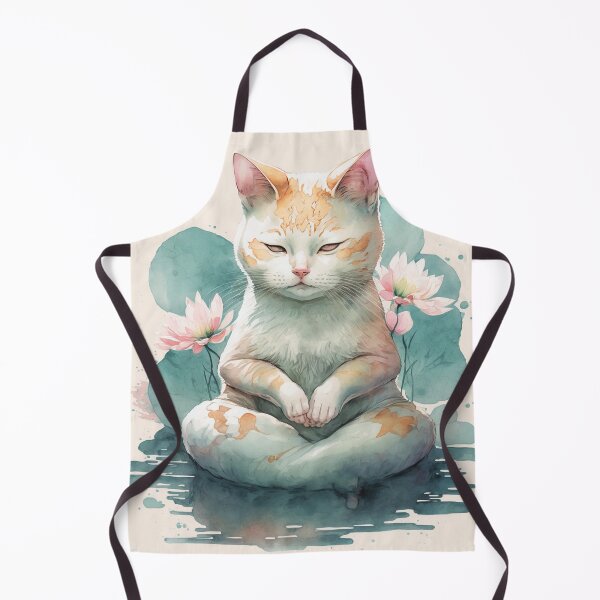 Item preview, Meditating cat in lotus watercolor 02 designed and sold by printiesart.