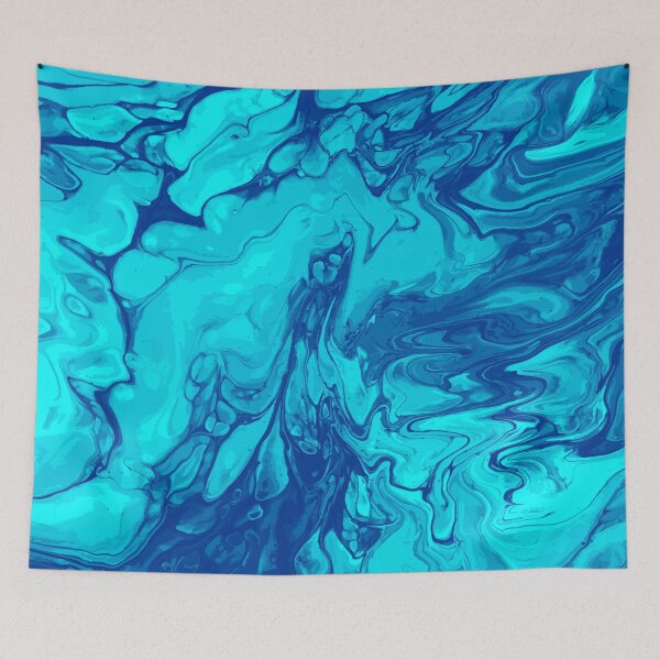 Aperçu de l'œuvre Vivid Blue Palette 5 Marble Fluid Art créée et vendue par Janzay.