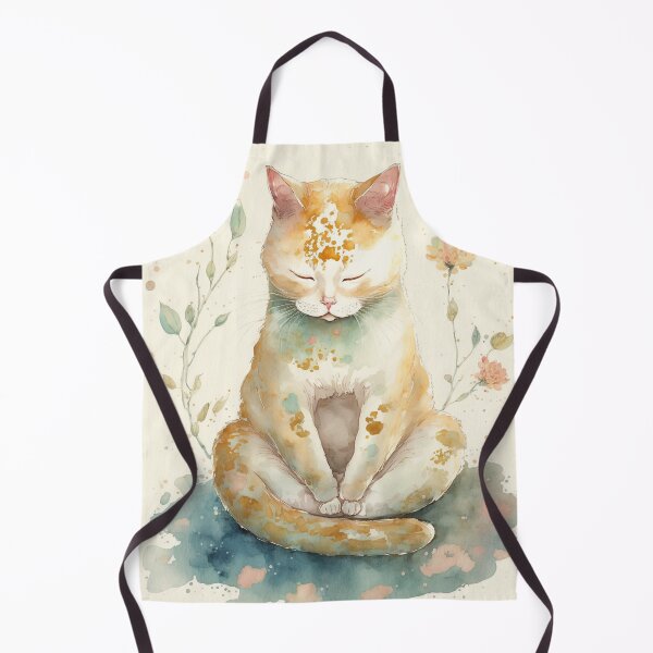 Item preview, Meditating cat in lotus watercolor 04 designed and sold by printiesart.