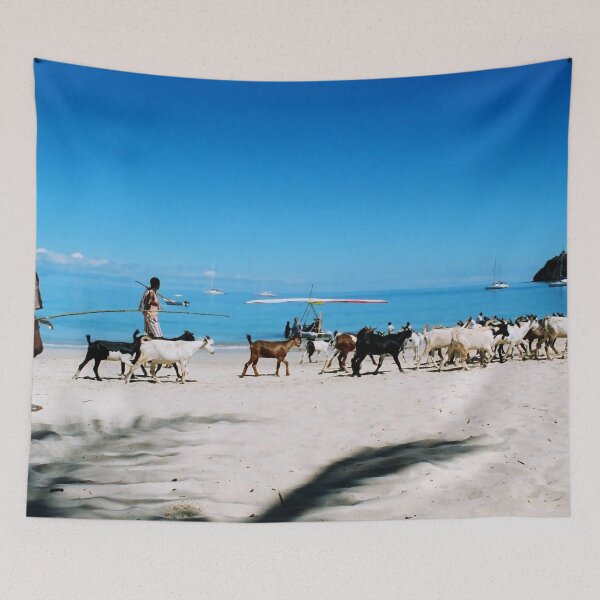 Item preview, Madagascar Shepherds driving goats through the beach designed and sold by worldways.
