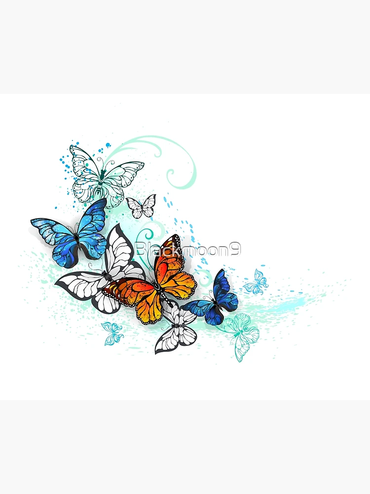 Póster for Sale con la obra «Mariposas voladoras Morpho y Monarca» de  Blackmoon9