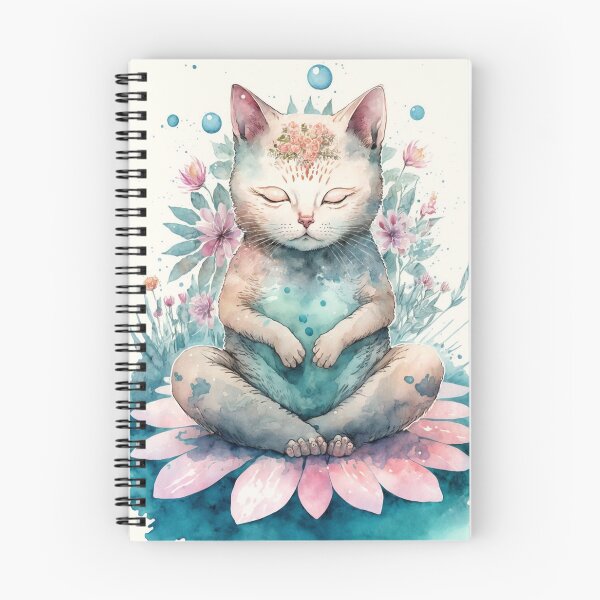 Item preview, Meditating cat in lotus watercolor 05 designed and sold by printiesart.