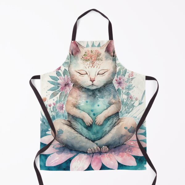 Item preview, Meditating cat in lotus watercolor 05 designed and sold by printiesart.