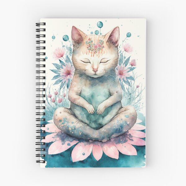 Item preview, Meditating cat in lotus watercolor 06 designed and sold by printiesart.