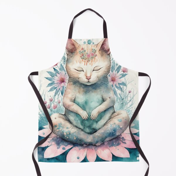 Item preview, Meditating cat in lotus watercolor 06 designed and sold by printiesart.