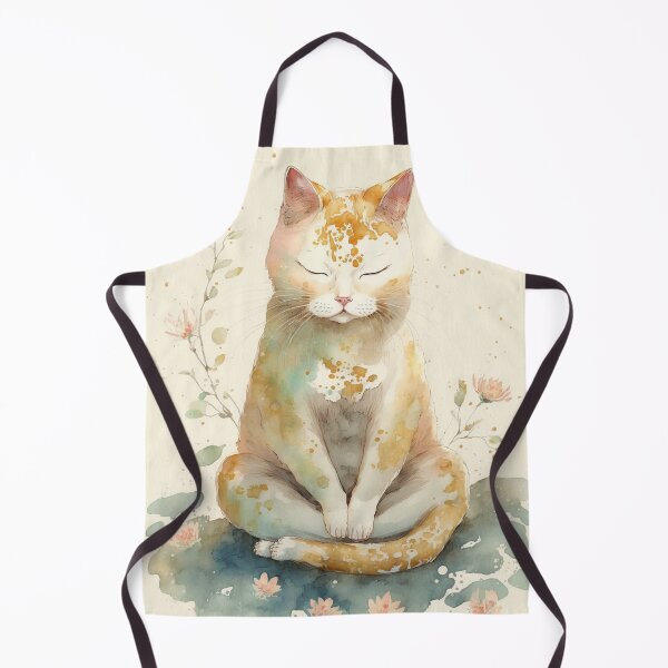 Item preview, Meditating cat in lotus watercolor 07 designed and sold by printiesart.