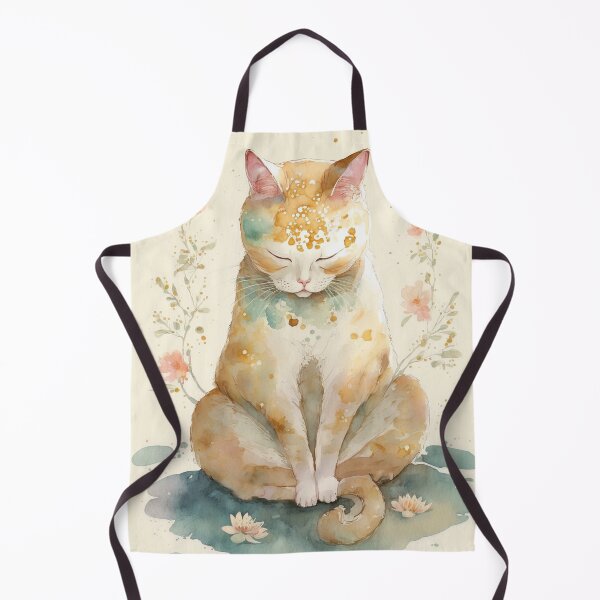 Item preview, Meditating cat in lotus watercolor 08 designed and sold by printiesart.
