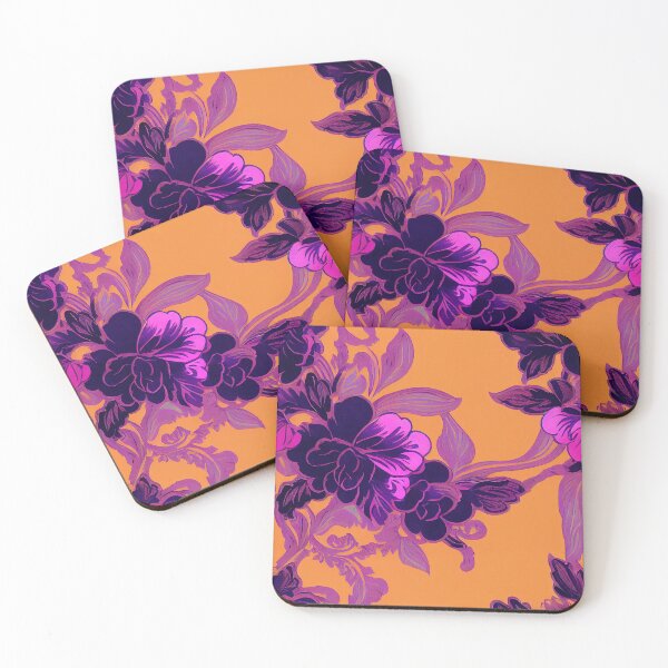 Item preview, Florally Purple on Orange #1 designed and sold by Patternifico.