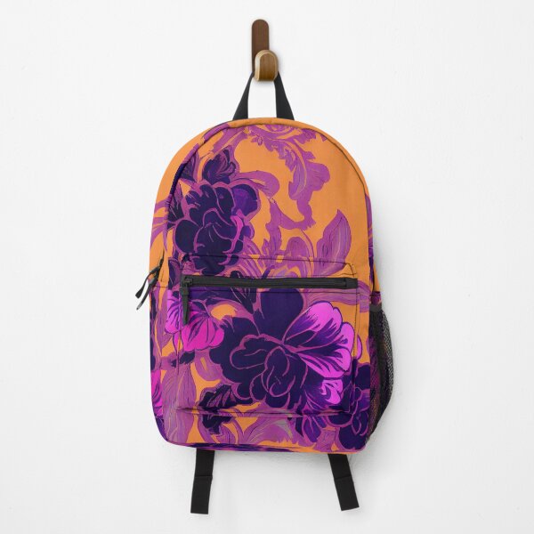Item preview, Florally Purple on Orange #1 designed and sold by Patternifico.