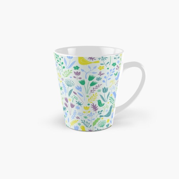 Papercut Meadow - light - pretty floral bird pattern by Cecca Designs Tall Mug